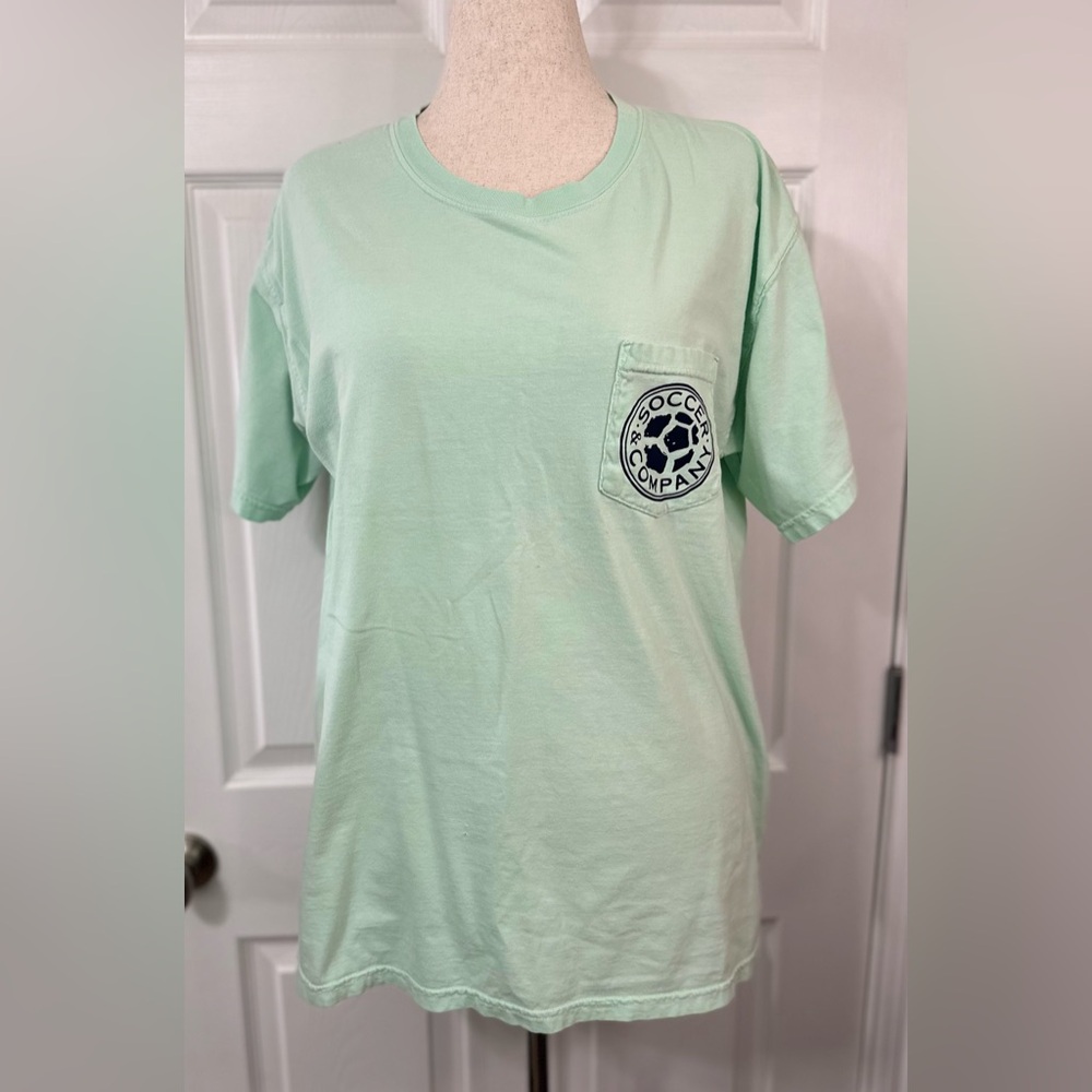 Comfort Colors Light Green Tee Soccer Company ** read